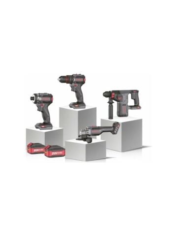 Grogh Kömürsüz Motorlu Çift Akülü 4'lü Set GRX9202S - Akülü Darbeli Matkap + Akülü Darbeli Somun Sıkma + Akülü Avuç Taşlama