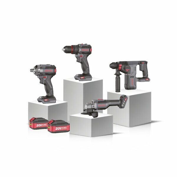 Grogh Kömürsüz Motorlu Çift Akülü 4'lü Set GRX9202S - Akülü Darbeli Matkap + Akülü Darbeli Somun Sıkma + Akülü Avuç Taşlama