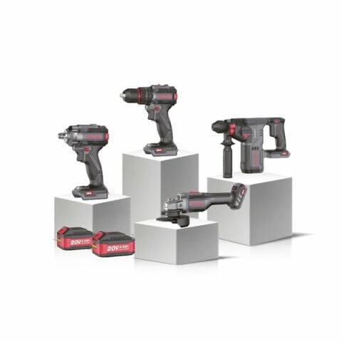 Grogh Kömürsüz Motorlu Çift Akülü 4'lü Set GRX9202S - Akülü Darbeli Matkap + Akülü Darbeli Somun Sıkma + Akülü Avuç Taşlama