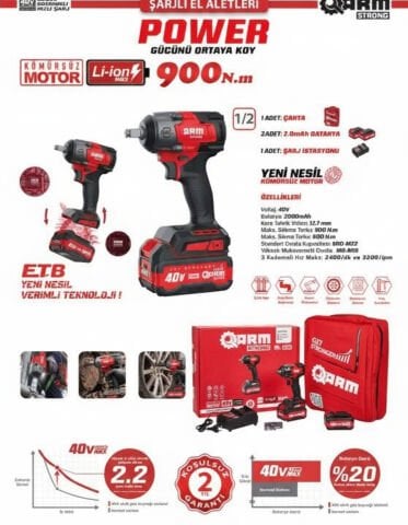 ARM Strong 1/2 40V 900 Nm Şarjlı Somun Sökme