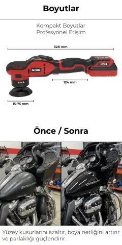 NOIR Profesyonel 3 Başlıklı Mini Polisaj Makinesi NR PS 75 12-EC