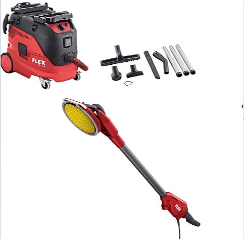 FLEX GE 6 R-EC Giraffe Duvar ve Tavan Alçıpan Zımpara Makinesi+FLEX VCE 33 L AC-Set Otomatik Filtre Temizleme Sistemli Şantiye Tipi Elektrikli Süpürge