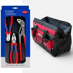 KOBEX Teknisyen Çanta S Beden + Knipex 00 20 09 V01 Pense Seti 3 Parçalı KAMPANYALI SET