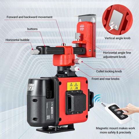 Shijing Tools E805 12(3D) Çizgi Lazer Çantalı Çift Akülü+Tripod Hediyeli