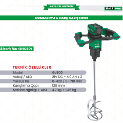 HAISPRO GJ800 Profesyonel Boya & Harç Karıştırıcı 120 mm