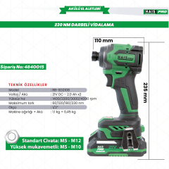 HaisPro RB-SD2108 21 V 2 Ah Çift Akülü Darbeli Vidalama