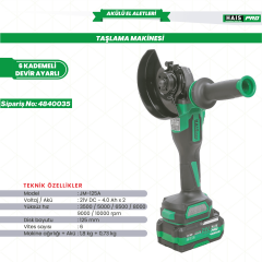 Haispro JM-125A Profesyonel Akülü Taşlama Makinası 21 V 4.0 Ah
